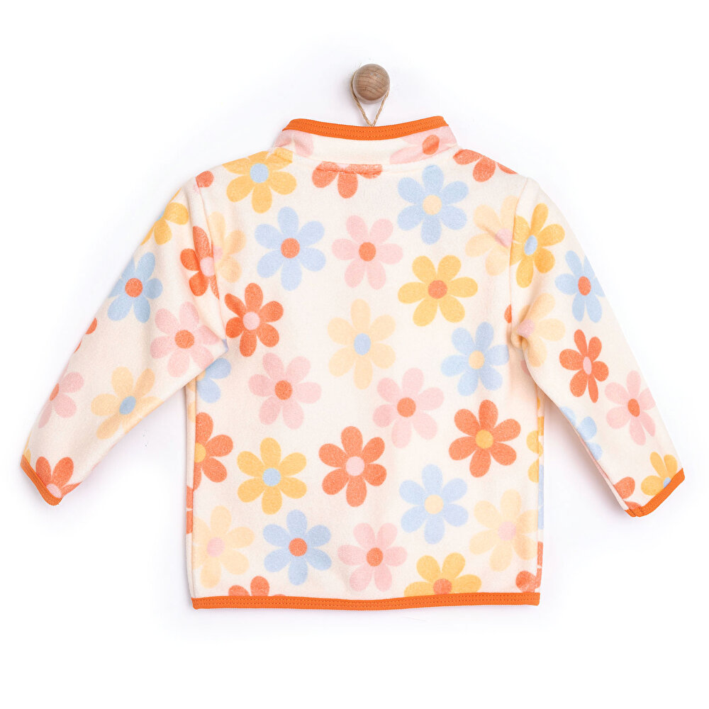 Kız Bebek Polar Hırka Fermuar Basic Hakim Yaka Uzun Kol