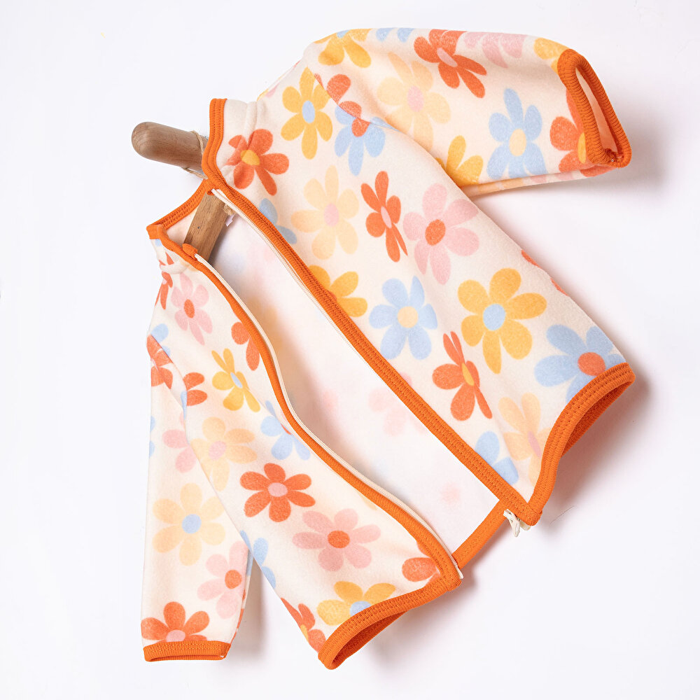 Kız Bebek Polar Hırka Fermuar Basic Hakim Yaka Uzun Kol