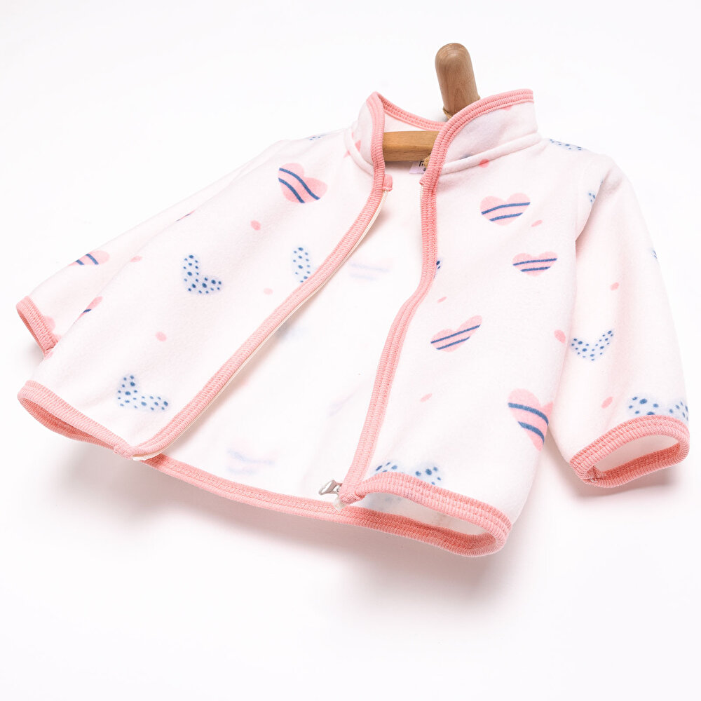 Basic Metraj Baskılı Polar Hırka Kız Bebek