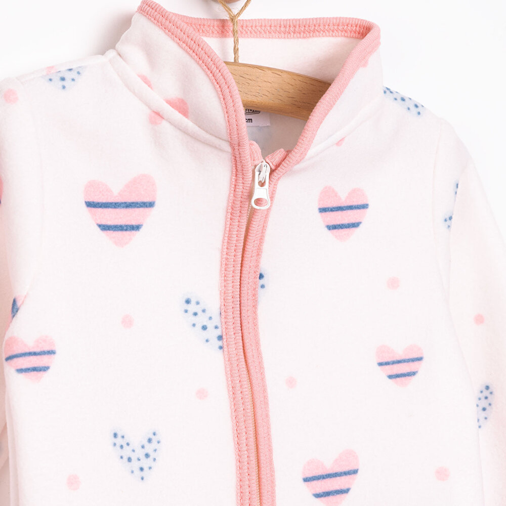 Basic Metraj Baskılı Polar Hırka Kız Bebek