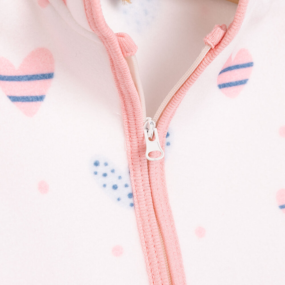 Basic Metraj Baskılı Polar Hırka Kız Bebek