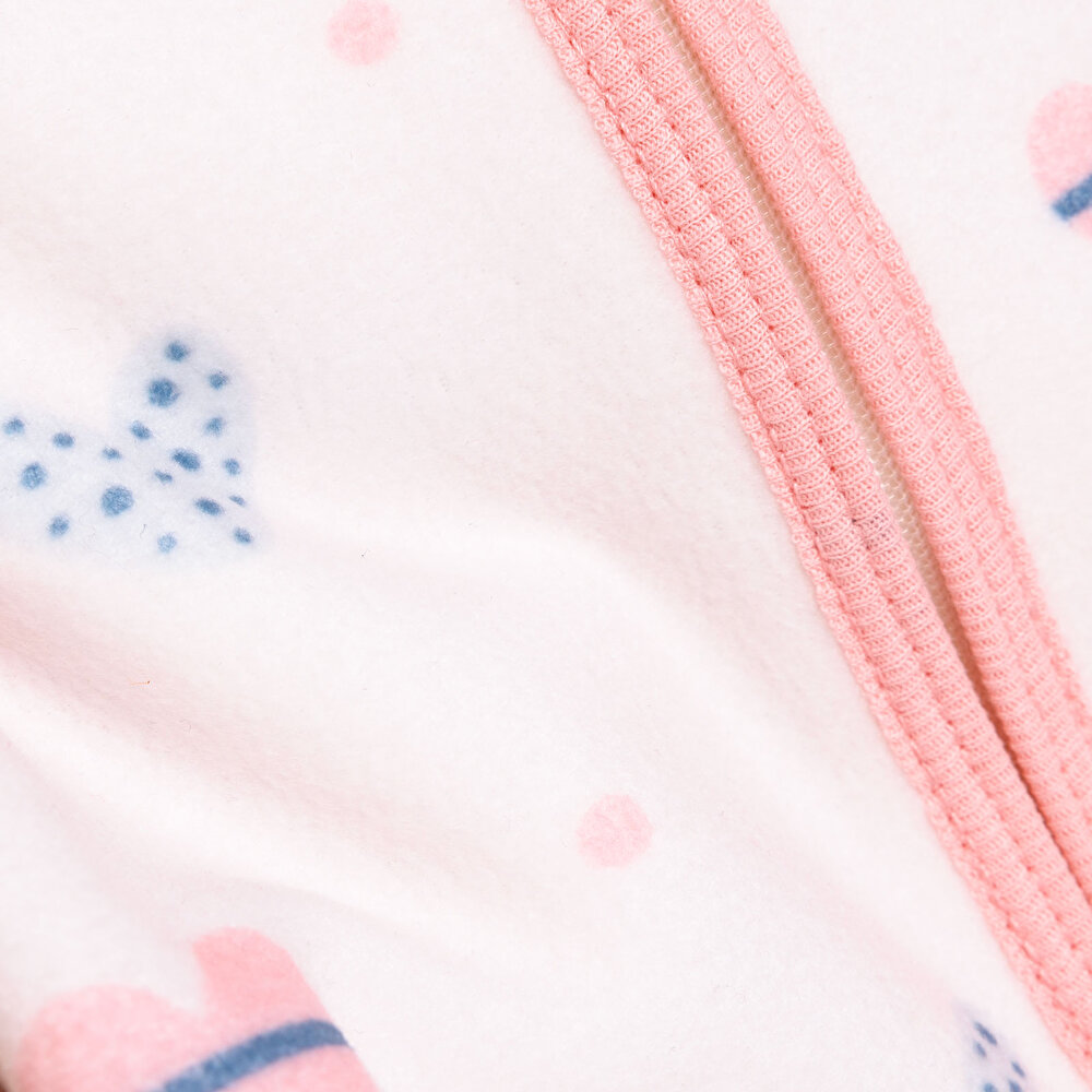 Basic Metraj Baskılı Polar Hırka Kız Bebek