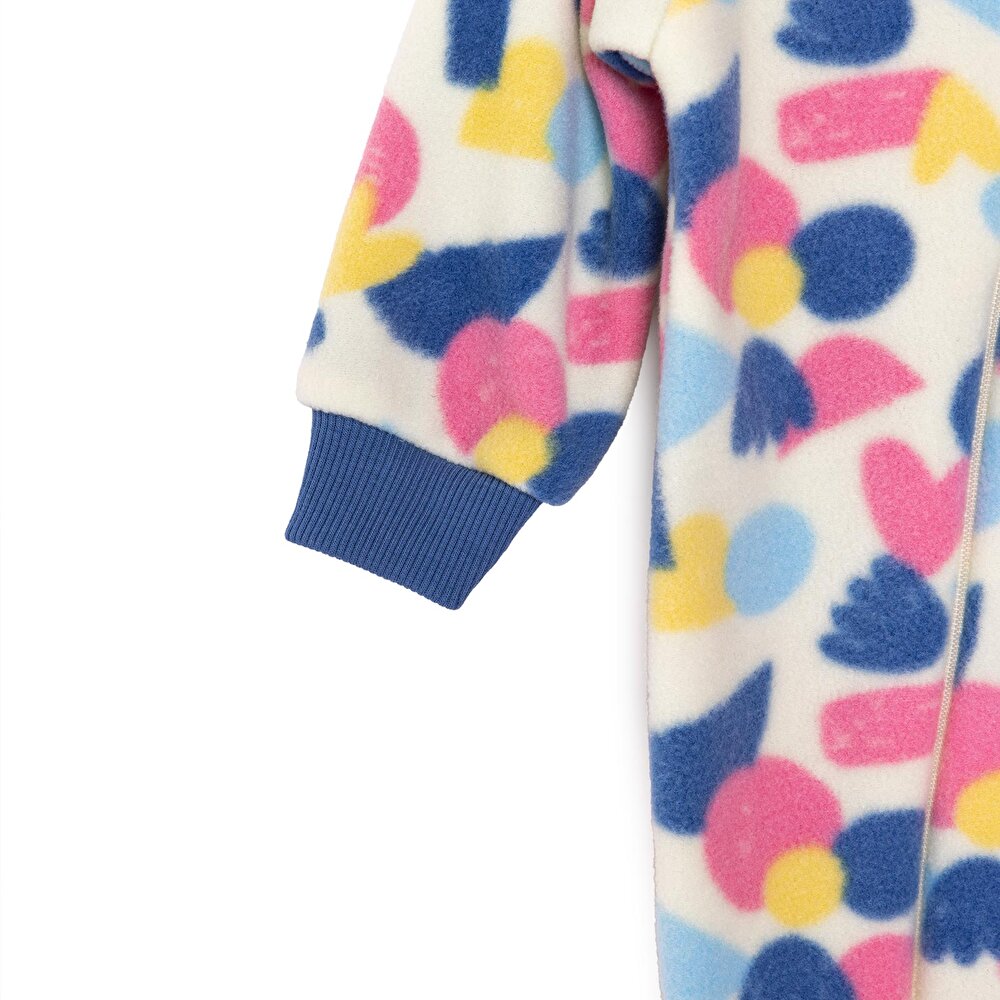 Basic Metraj Baskılı Polar Patiksiz Tulum Kız Bebek