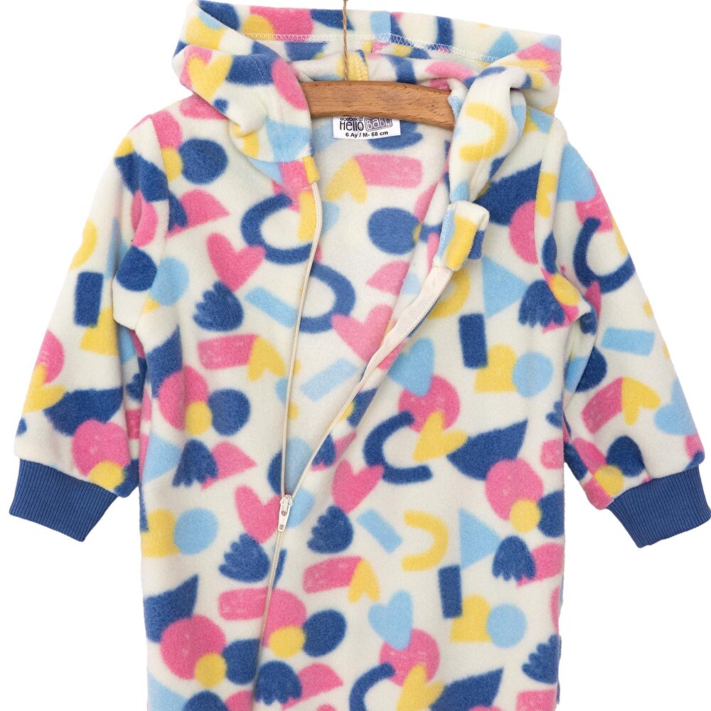 Basic Metraj Baskılı Polar Patiksiz Tulum Kız Bebek