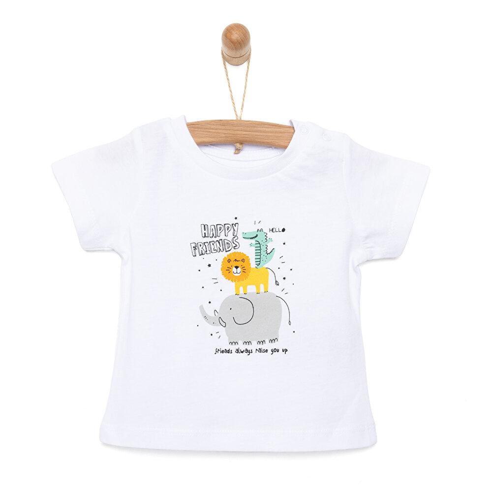 Basic Mutlu Arkadaşlar Baskılı Tshirt Erkek Bebek