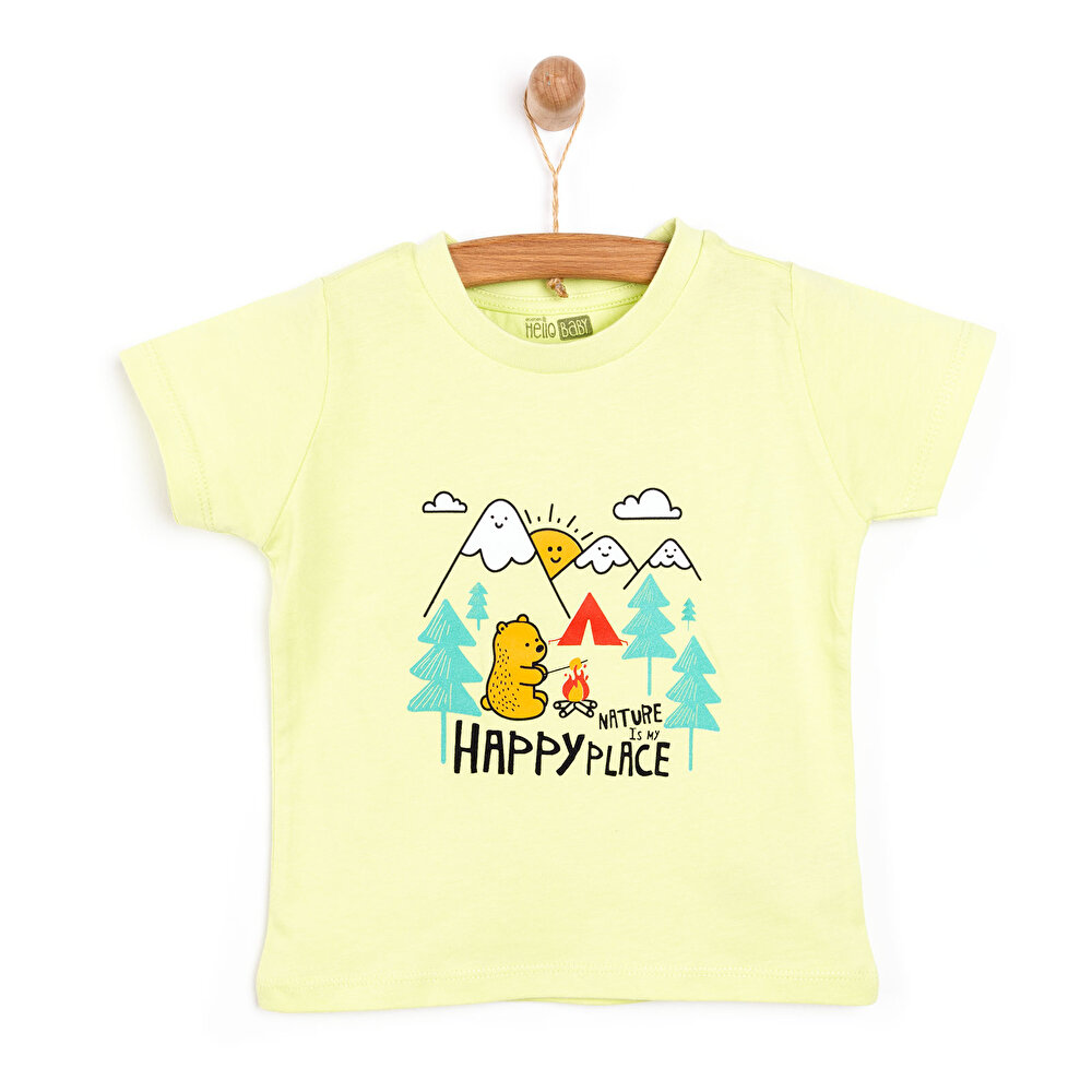 Basic Mutlu Yer Baskılı Tshirt Erkek Bebek