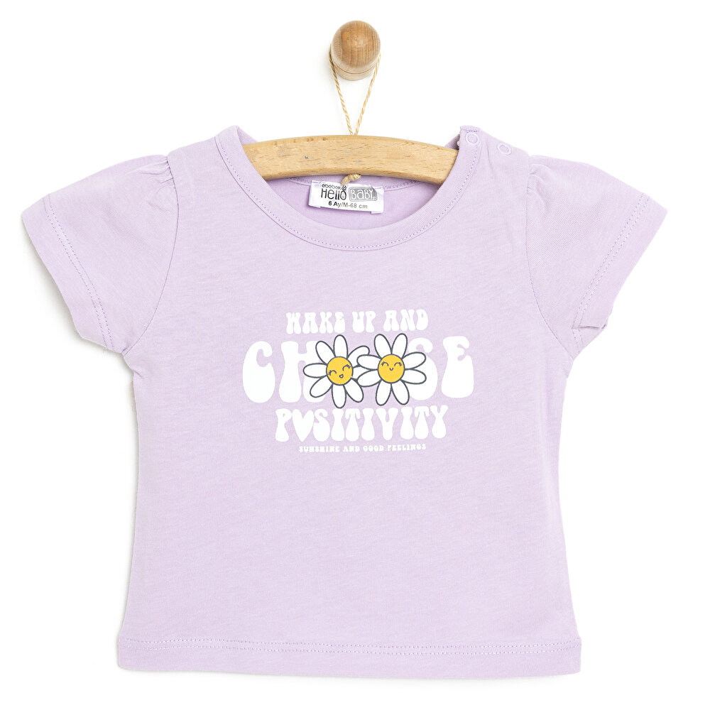 Basic Papatyalı Yazı Baskılı Tshirt Kız Bebek