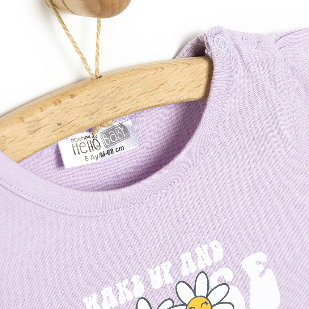 Basic Papatyalı Yazı Baskılı Tshirt Kız Bebek