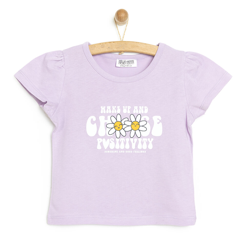 Basic Papatyalı Yazı Baskılı Tshirt Kız Bebek
