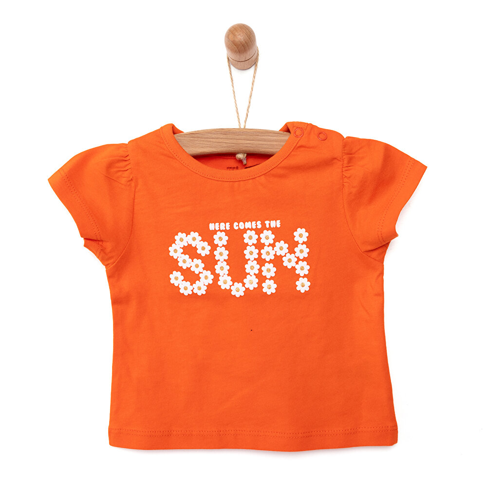 Basic Papatyalı Yazılı Tshirt Kız Bebek