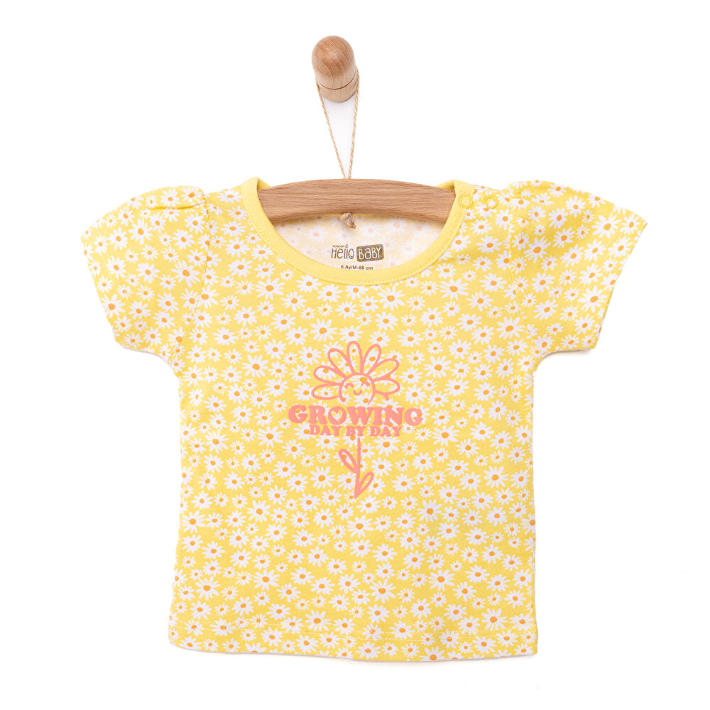 Basic Papatyalı Yazılı Tshirt Kız Bebek