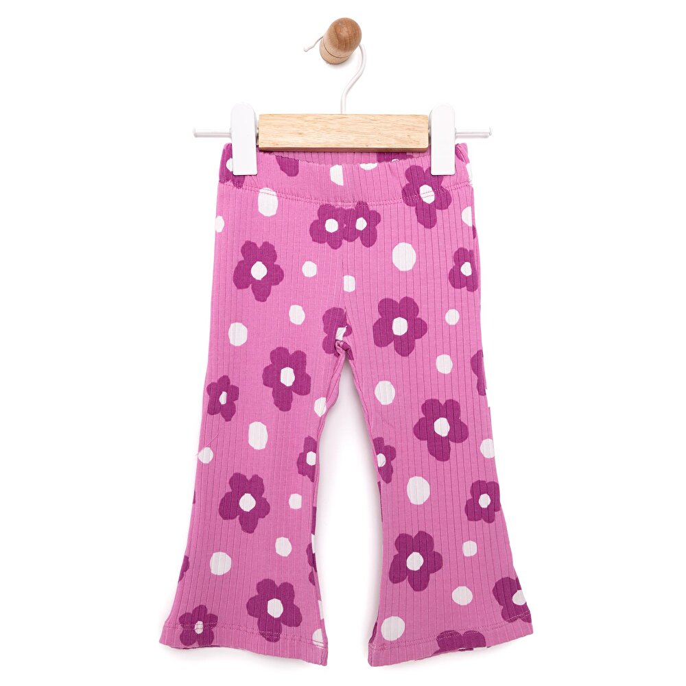 Basic Pembe Kalp Baskılı İspanyol Paça Kaşkorse Tayt Kız Bebek