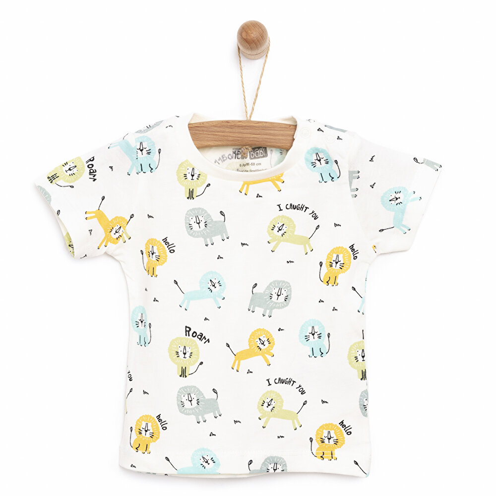 Basic Renkli Aslan Baskılı Tshirt Erkek Bebek