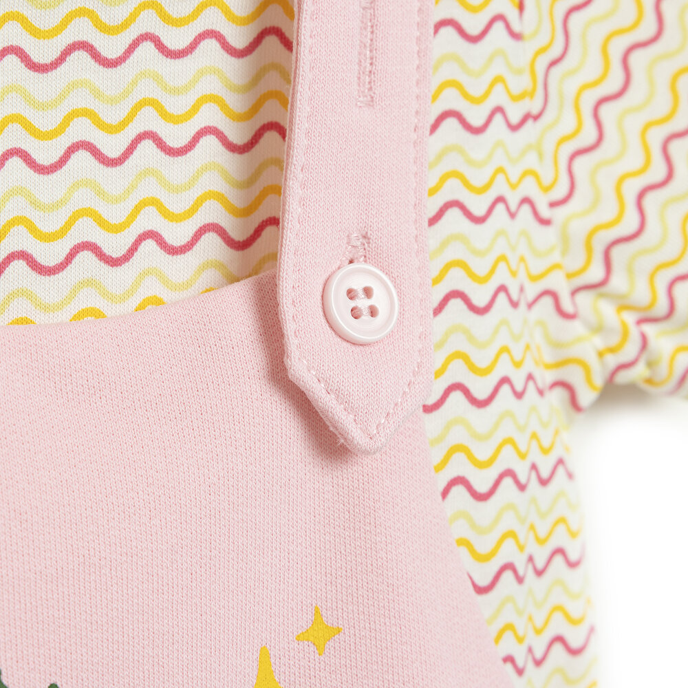 Basic Renkli Çizgili Şort Salopet-Tshirt Takım Kız Bebek