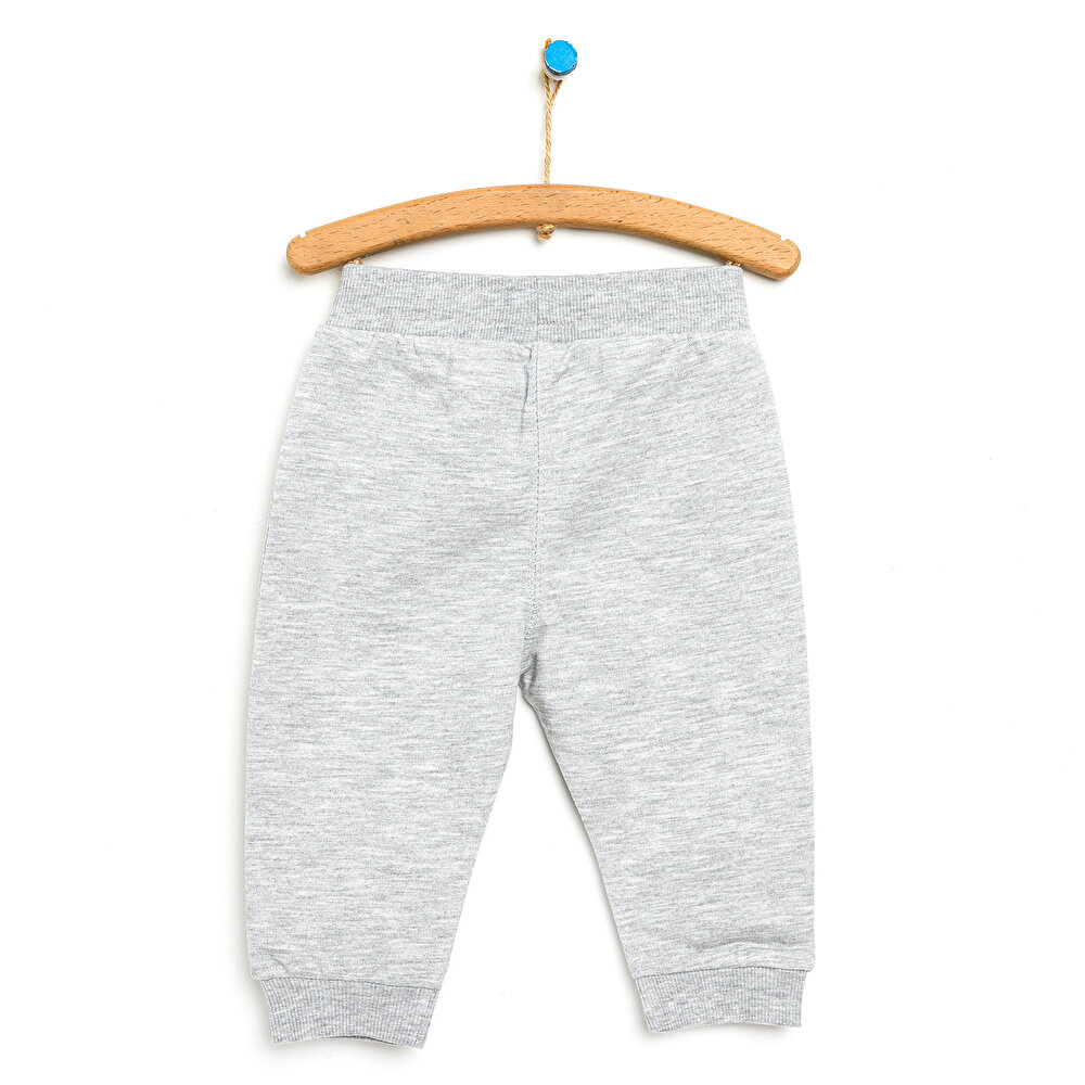 Unisex Bebek Eşofman Alt Şardonlu İki İplik Ribanalı Gri Melanj