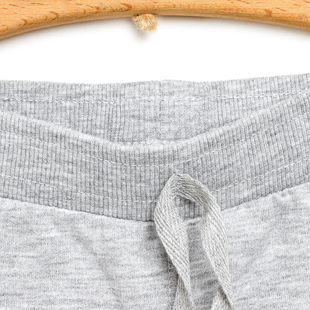 Unisex Bebek Eşofman Alt Şardonlu İki İplik Ribanalı Gri Melanj
