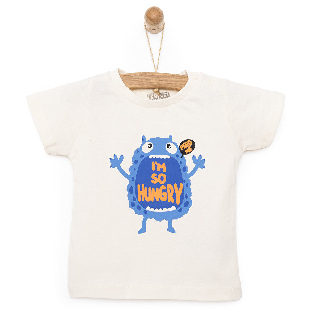 Basic Sevimli Canavar Baskılı Tshirt Erkek Bebek
