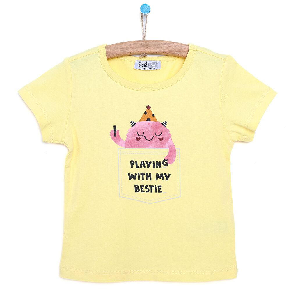 Basic Sevimli Hayvan Baskılı Tshirt Kız Bebek