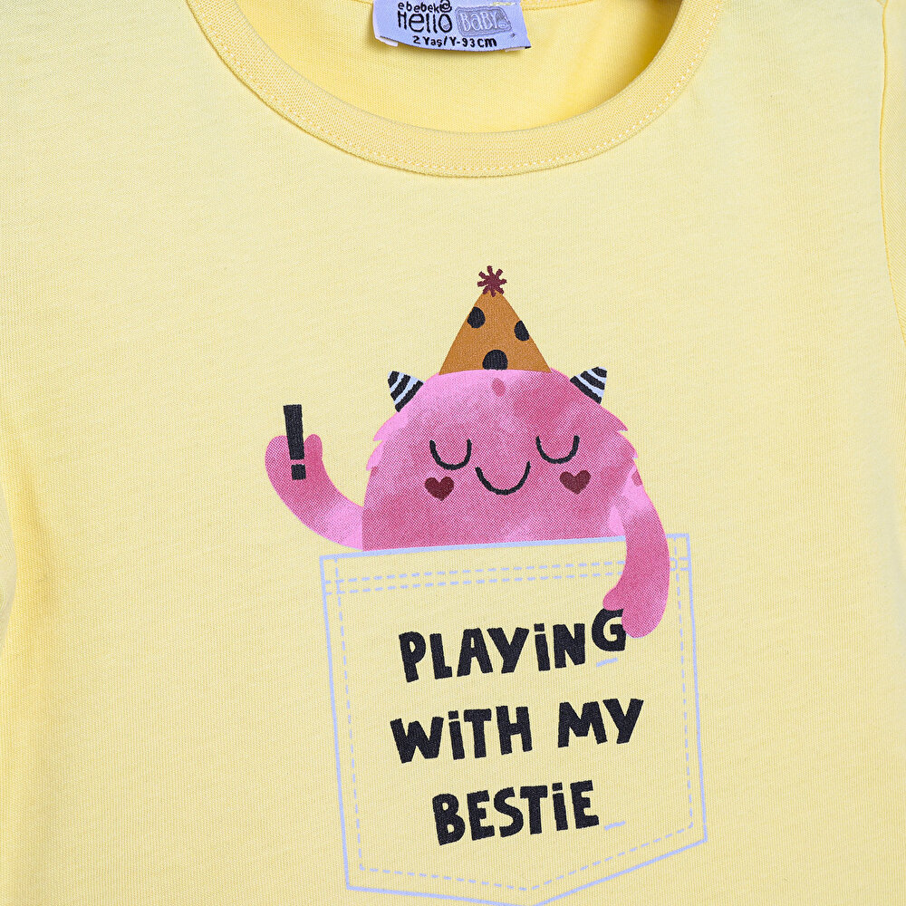 Basic Sevimli Hayvan Baskılı Tshirt Kız Bebek