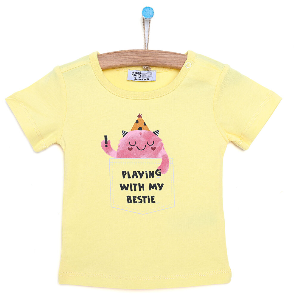 Basic Sevimli Hayvan Baskılı Tshirt Kız Bebek