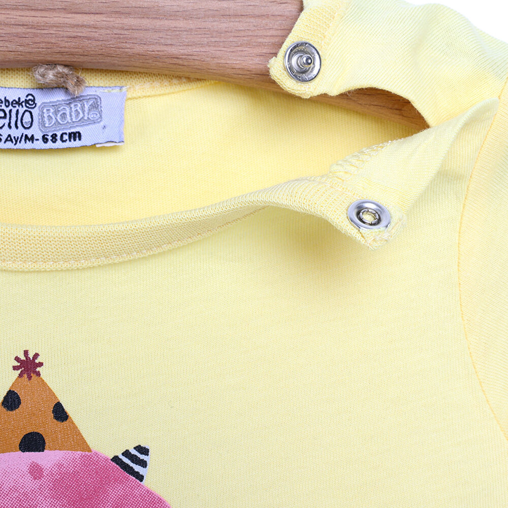 Basic Sevimli Hayvan Baskılı Tshirt Kız Bebek