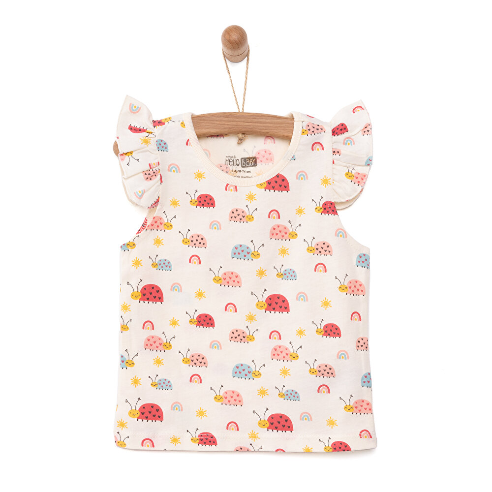 Basic Uğur Böceği Baskılı Atlet Tshirt Kız Bebek
