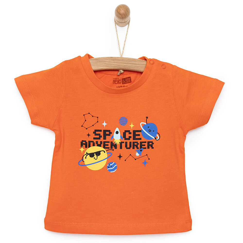 Basic Uzay Baskılı Tshirt Erkek Bebek