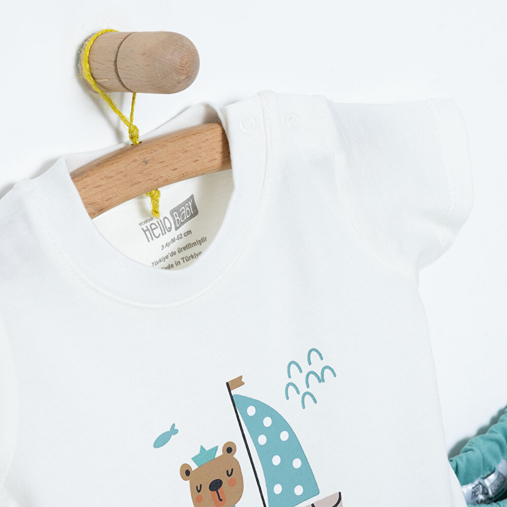 Baskılı Empirme 2 ip Yenidoğan Erkek Tshirt-Şort Erkek Bebek