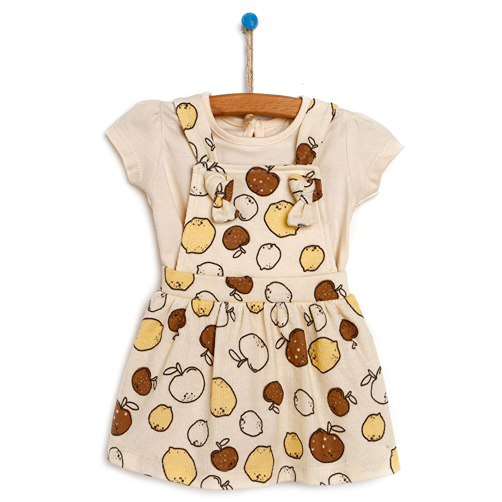 Yenidoğan Spring Fruits Elbise-Tshirt 2li Takım Kız Bebek