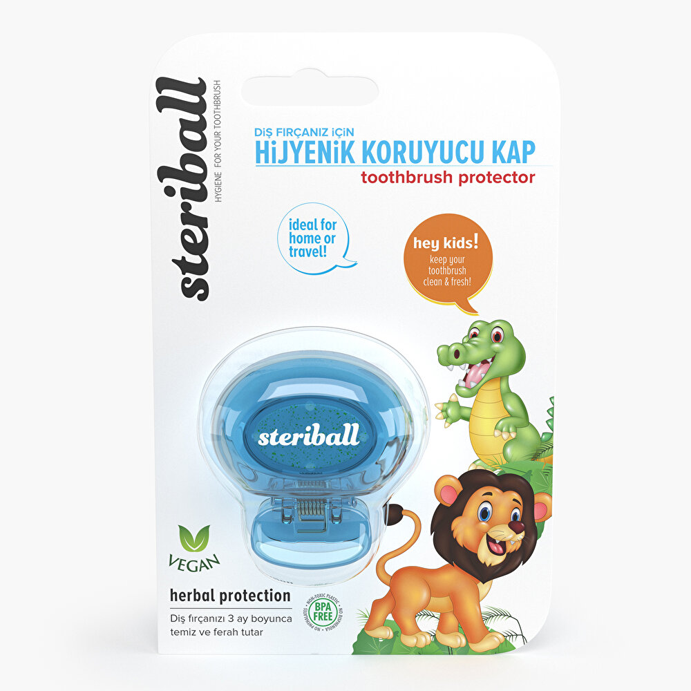 Bebek Antibakteriyel Koruyuculu Diş Fırça Kabı Mavi