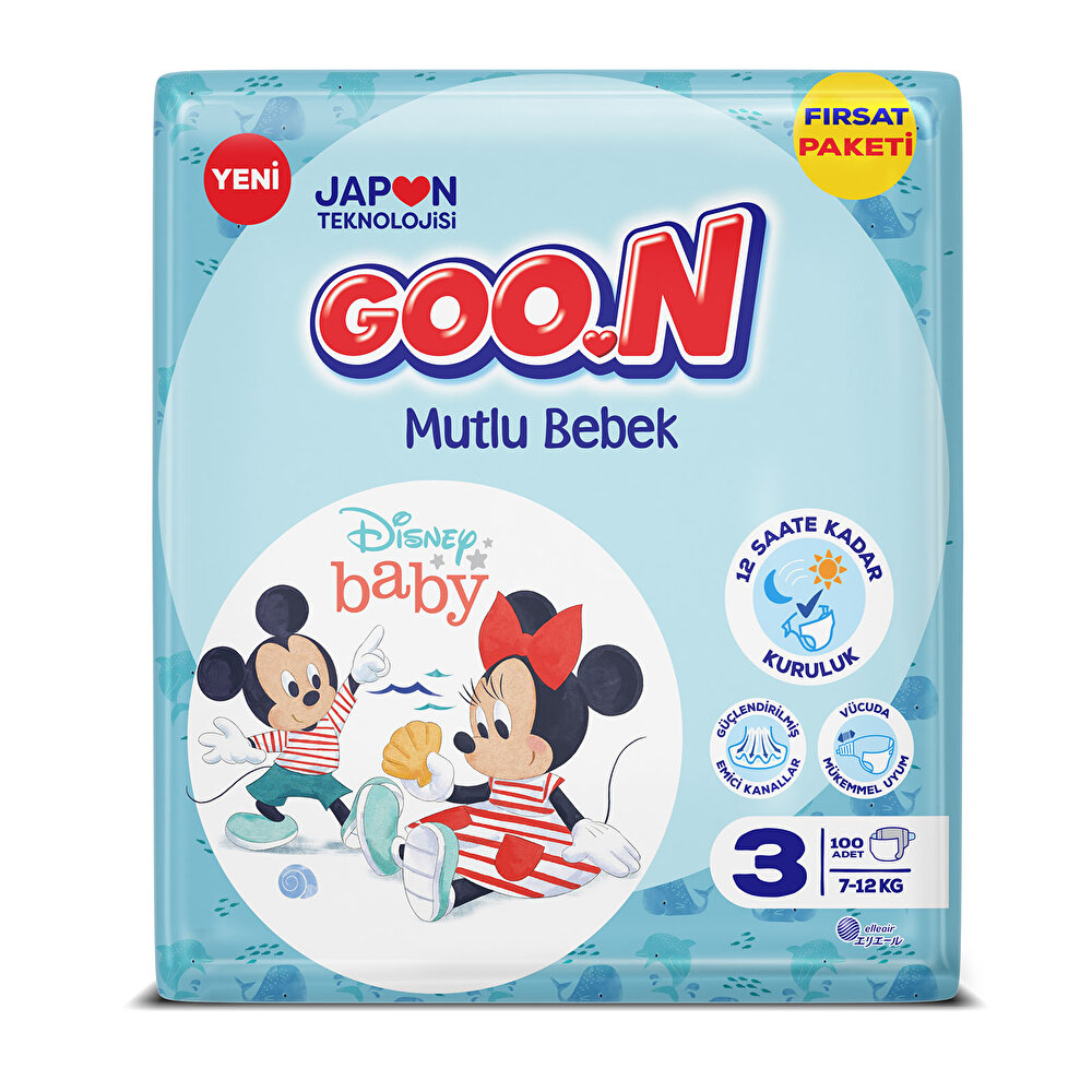 Bebek Bezi Mutlu Bebek 3 Beden Fırsat Paketi 100 Adet 7-12 kg