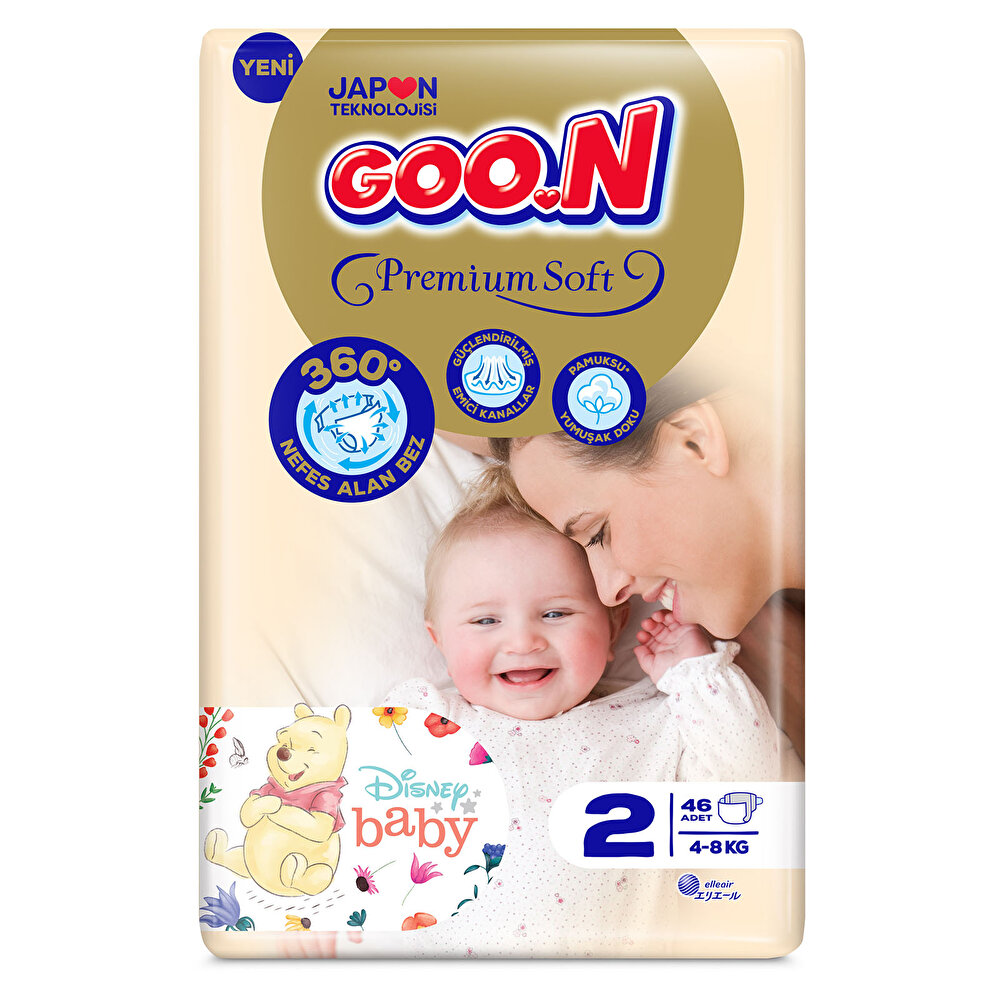 Bebek Bezi Premium Soft 2 Beden Jumbo Paket 46 Adet 4-8 kg