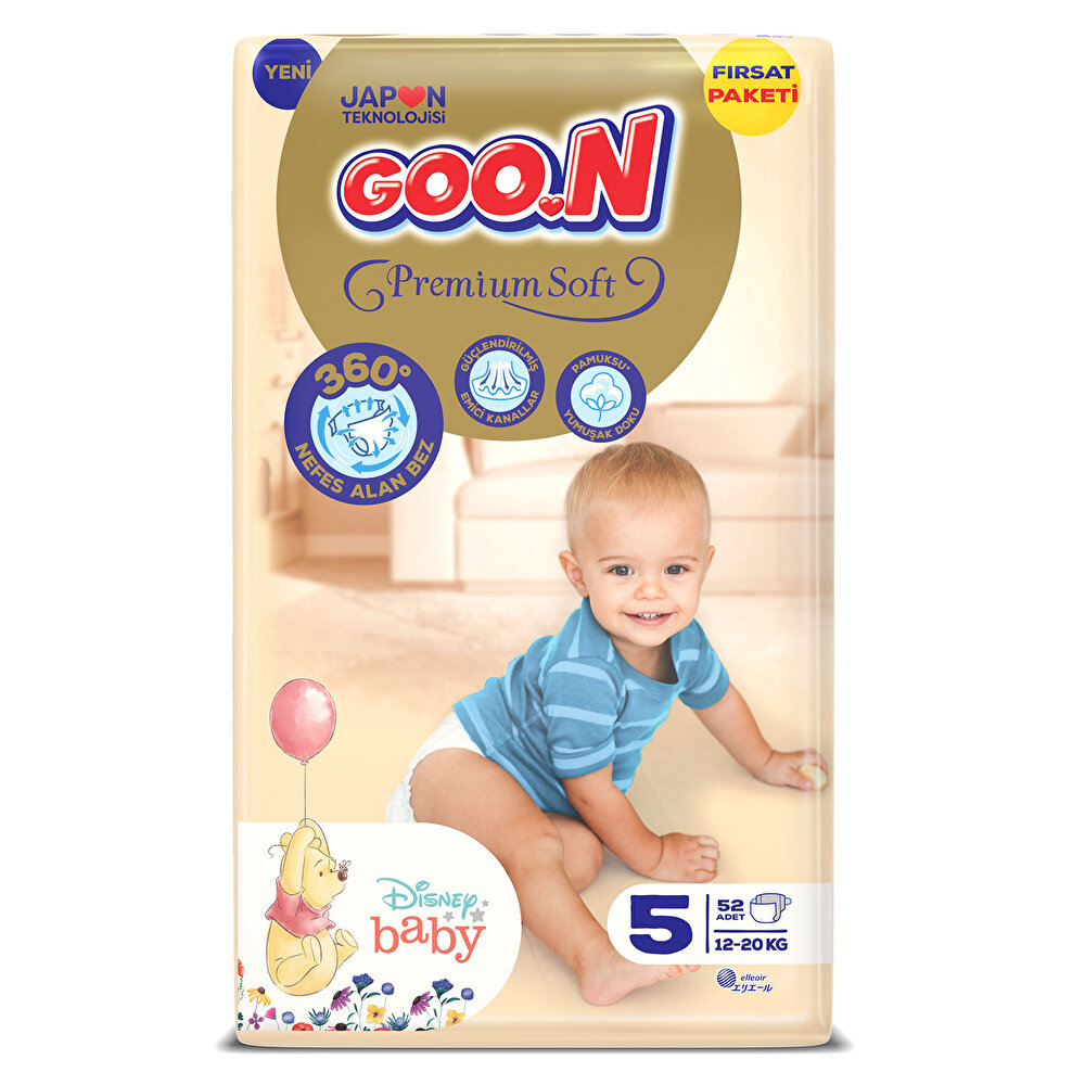 Bebek Bezi Premium Soft 5 Beden Fırsat Paketi 52 Adet 12-20 kg