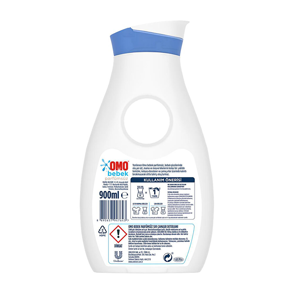 Bebek Parfümsüz Sıvı Deterjan 18 Yıkama 900 ml