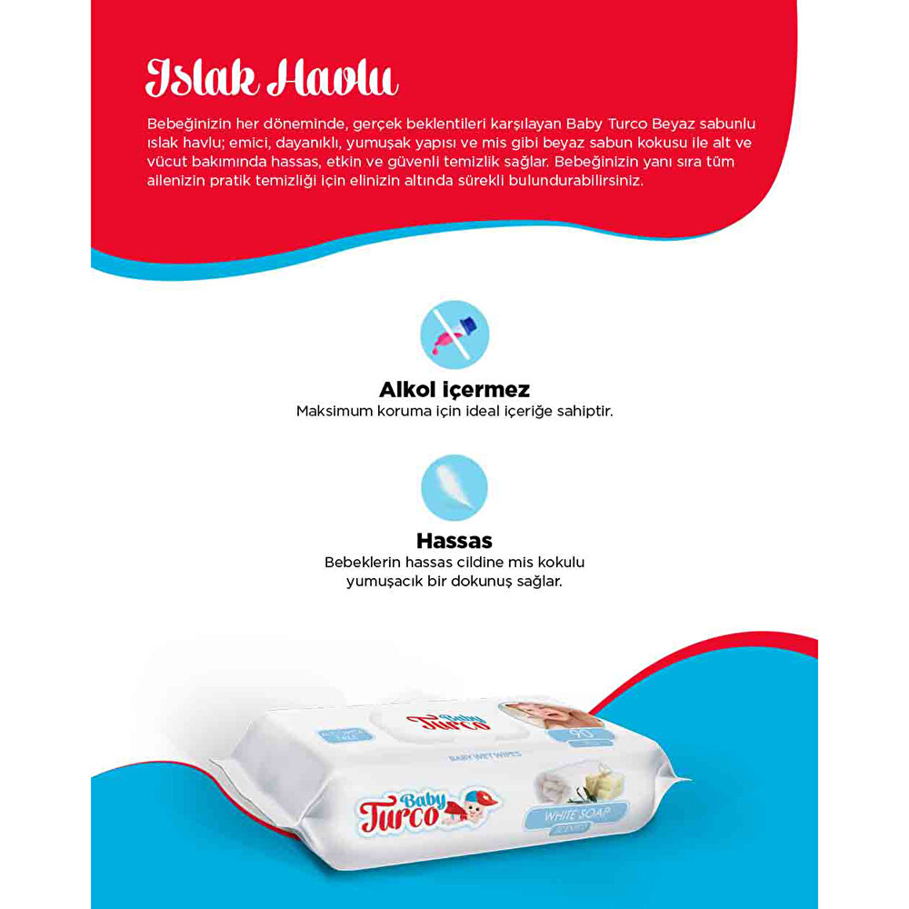 Beyaz Sabun Kokulu Bebek Islak Mendil 24 x 90 Adet
