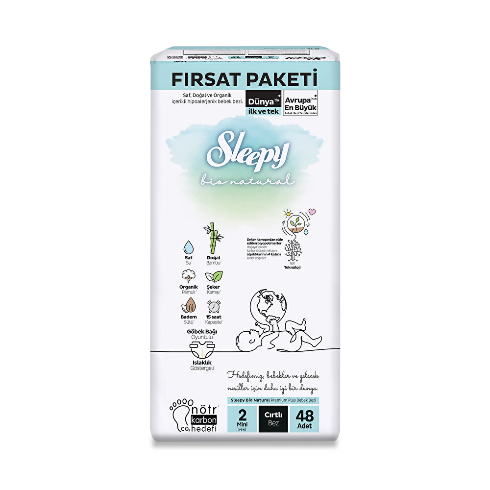 Bio Natural Bebek Bezi Fırsat Paketi 2 Beden 48 Adet