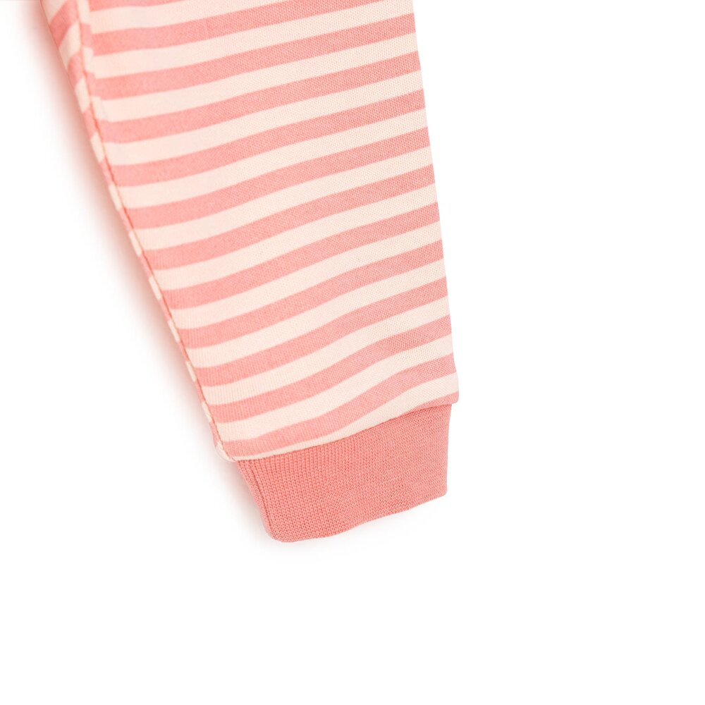 Kız Bebek Pijama Takım İnterlok Kumaş Fermuar Bisiklet Yaka Uzun Kol Ekru