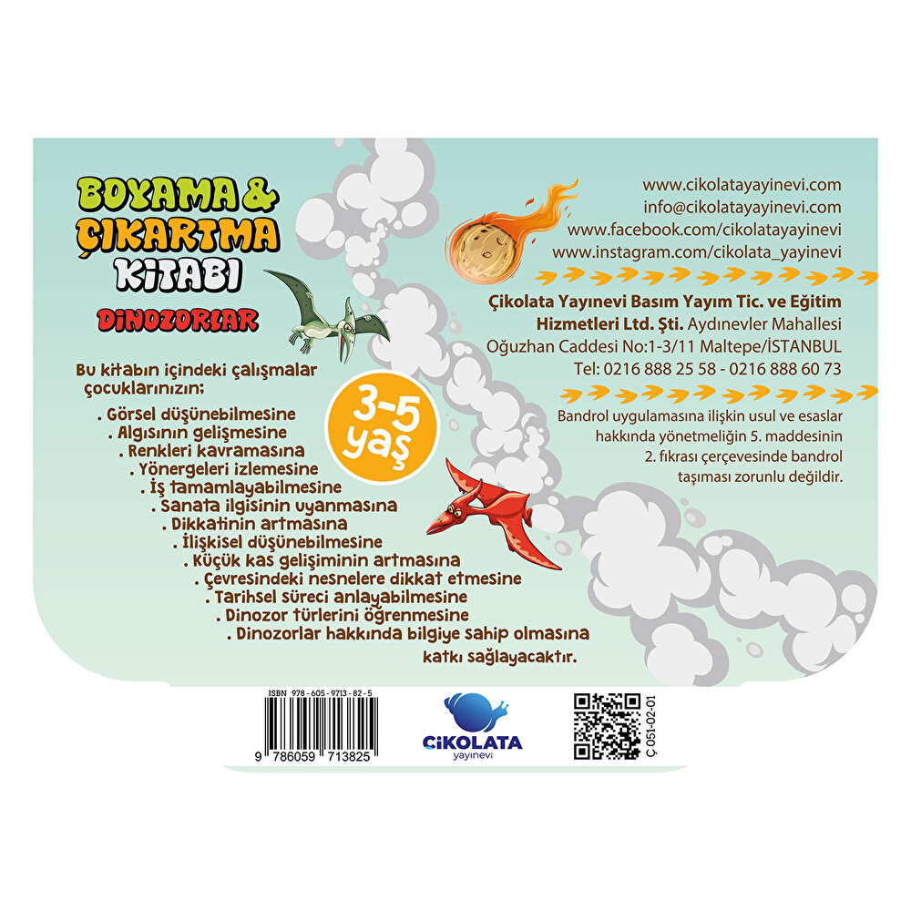 Boyama Çıkartma Kitabı Dinozorlar 32 Çıkartma