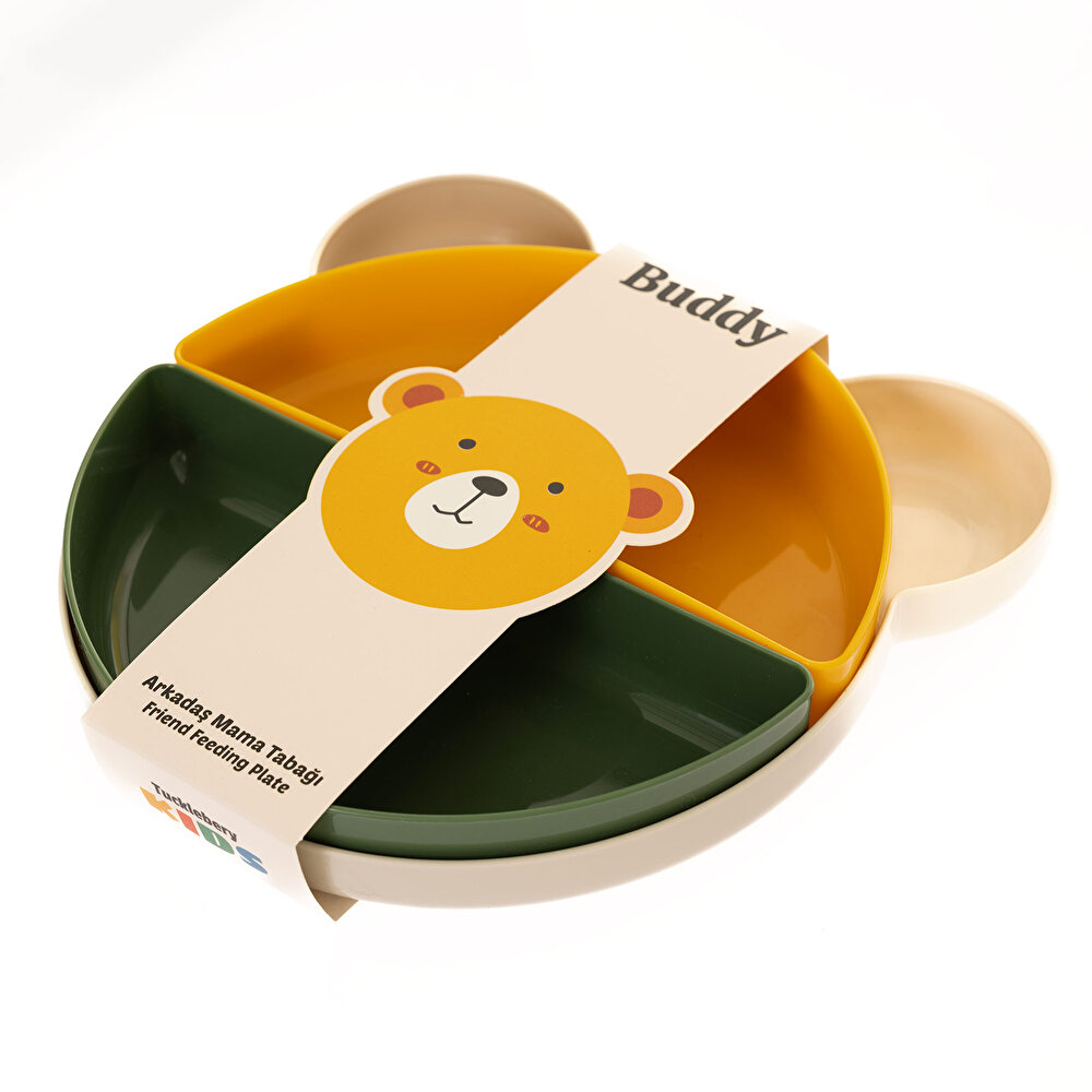 Buddy Mama Tabağı - 5 Parça Bej-Yeşil-Sarı