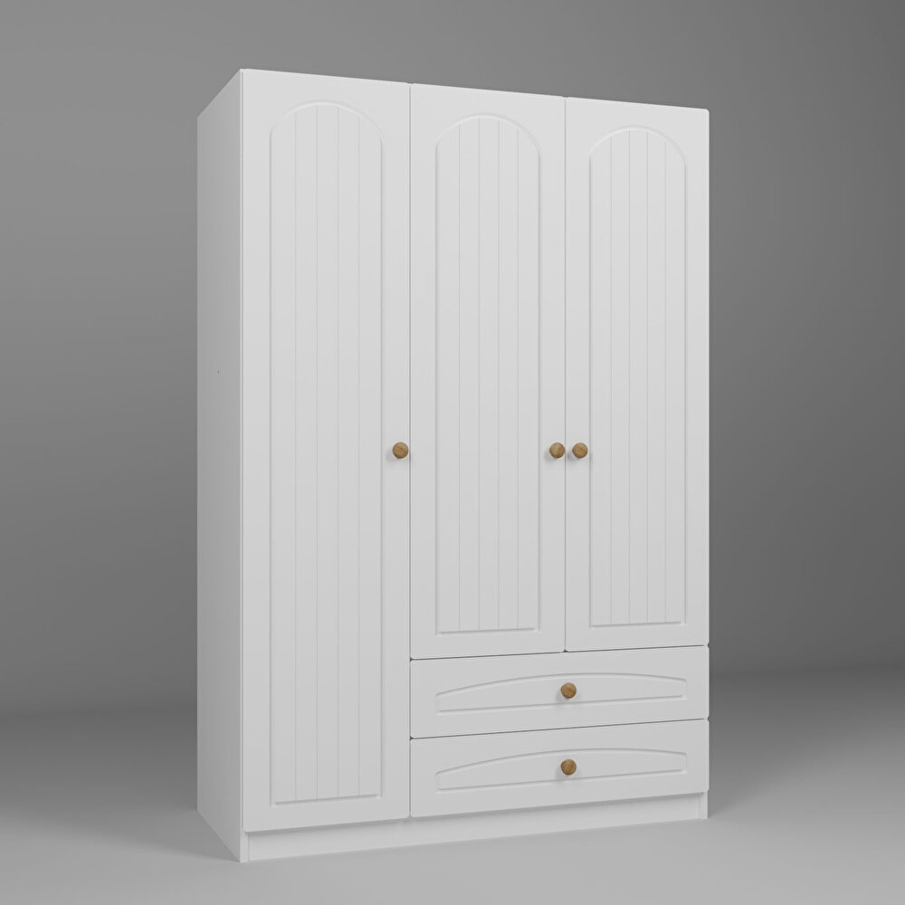 3 Kapılı ve 2 Çekmeceli Dolap Beyaz