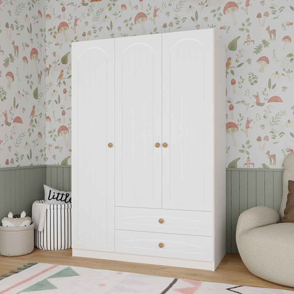 3 Kapılı ve 2 Çekmeceli Dolap Beyaz