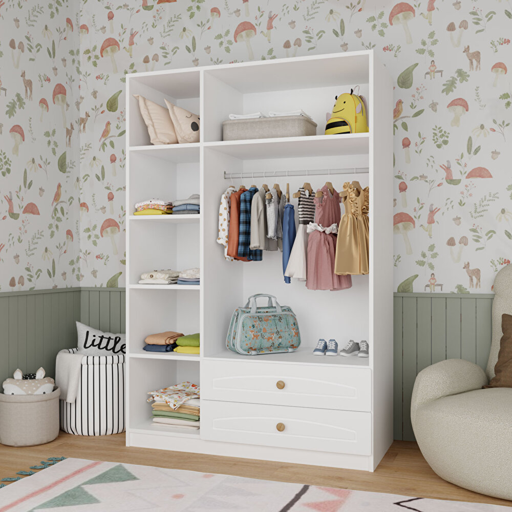 3 Kapılı ve 2 Çekmeceli Dolap Beyaz