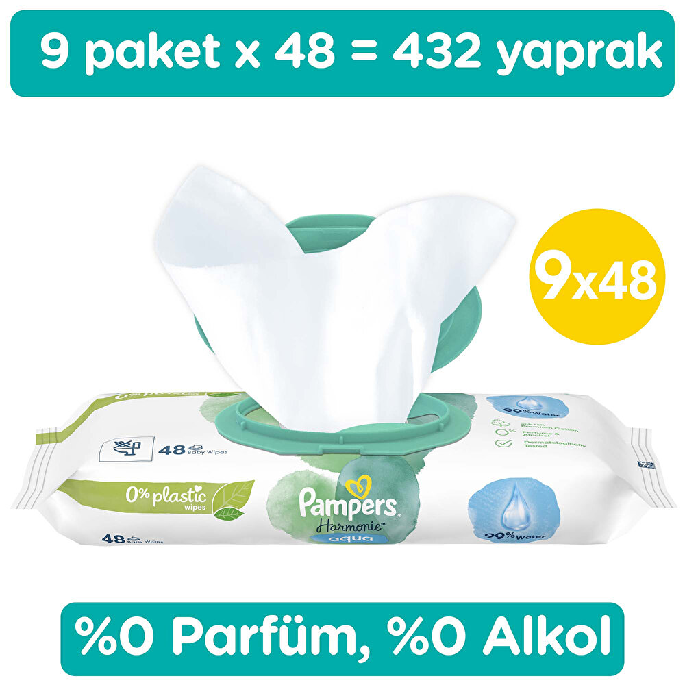 Pampers Aqua Pure Bebek Islak Mendil 9x48 Adet
