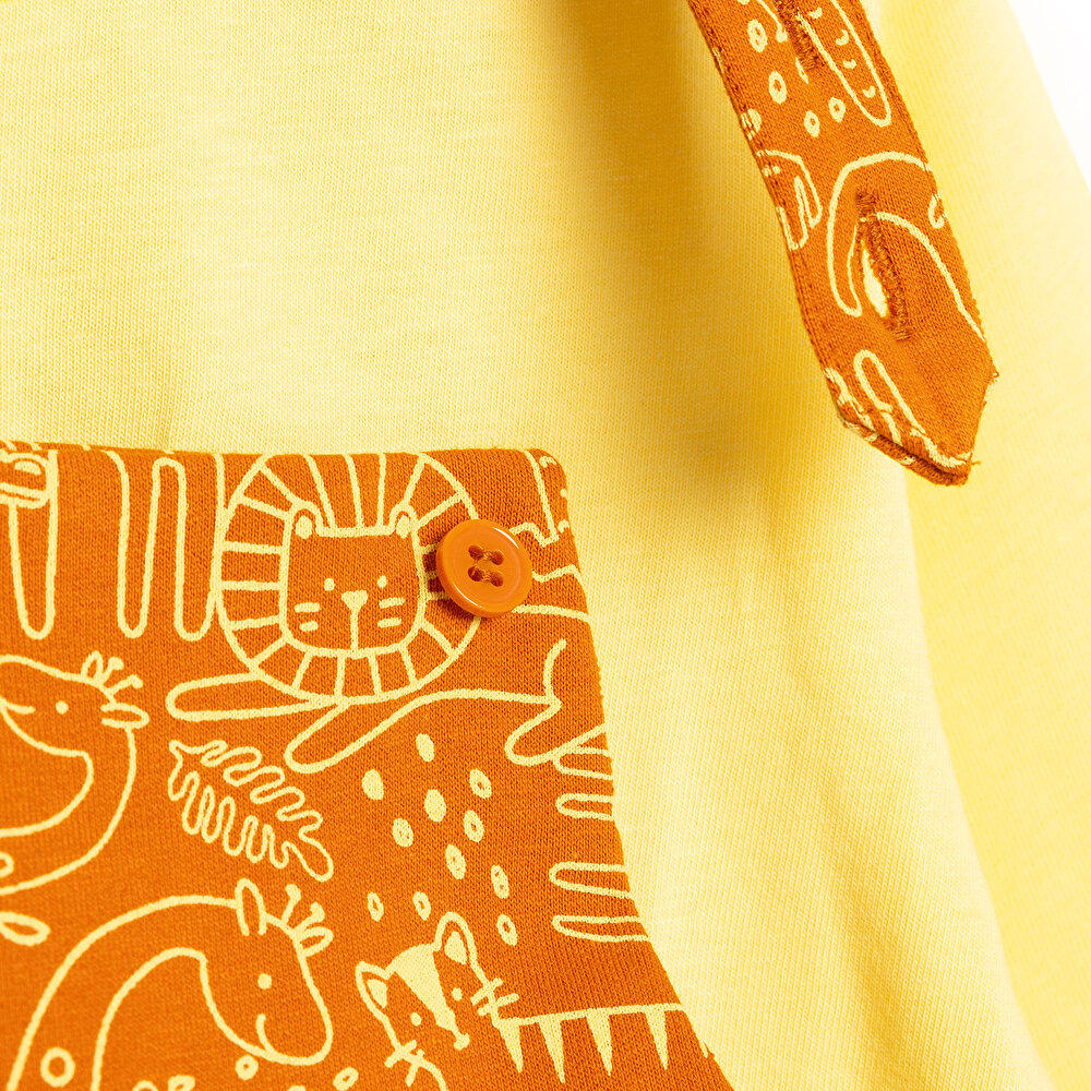 Basic Hayvan Desenli Salopet-Tshirt 2li Takım Unisex