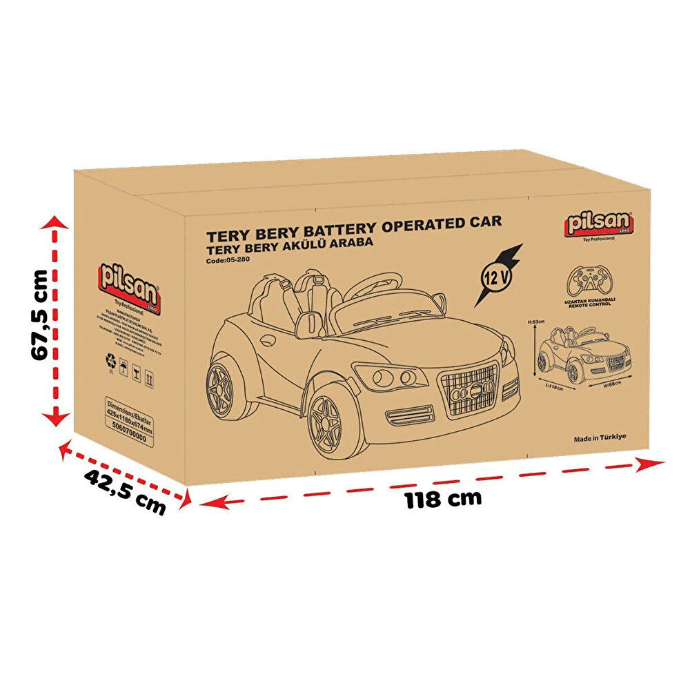 Pilsan Tery Bery 12 V Akülü Araba Uzaktan Kumandalı 4*2 Beyaz