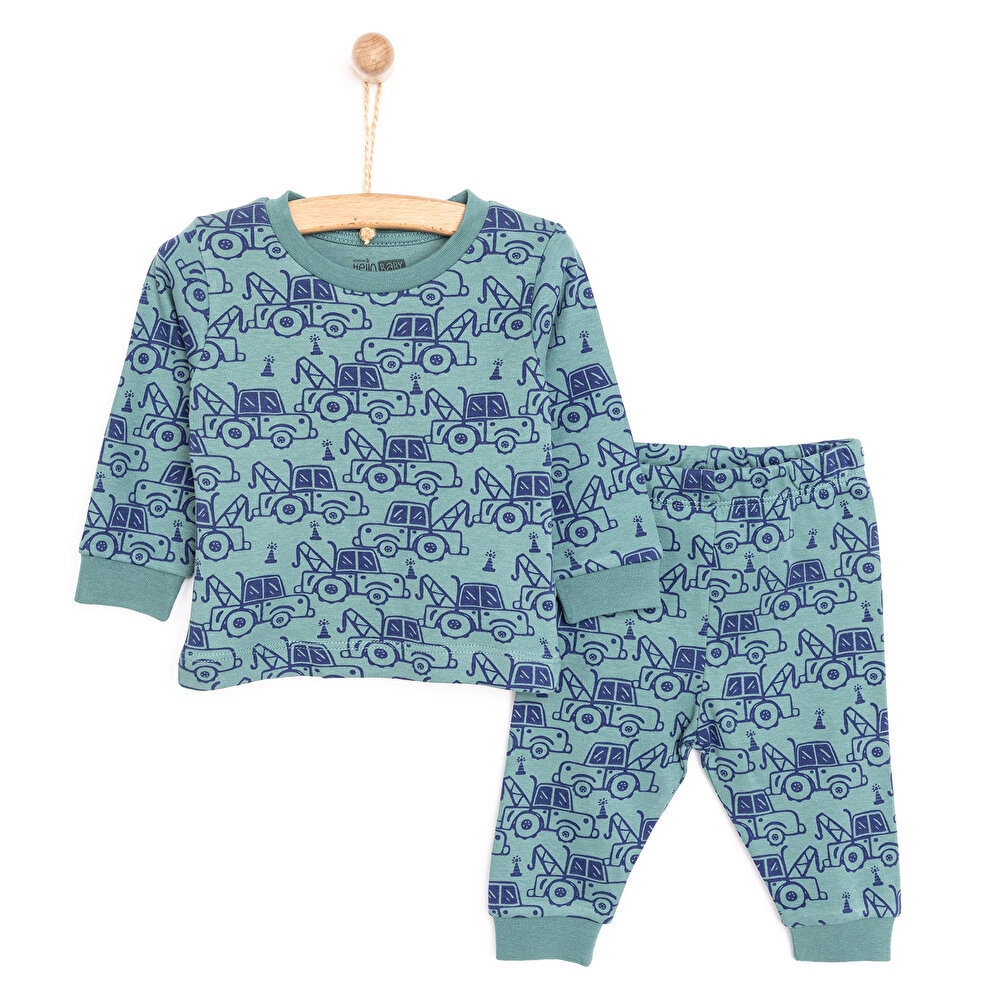 Çekici Desen Bisiklet Yaka Pijama Takımı Erkek Bebek