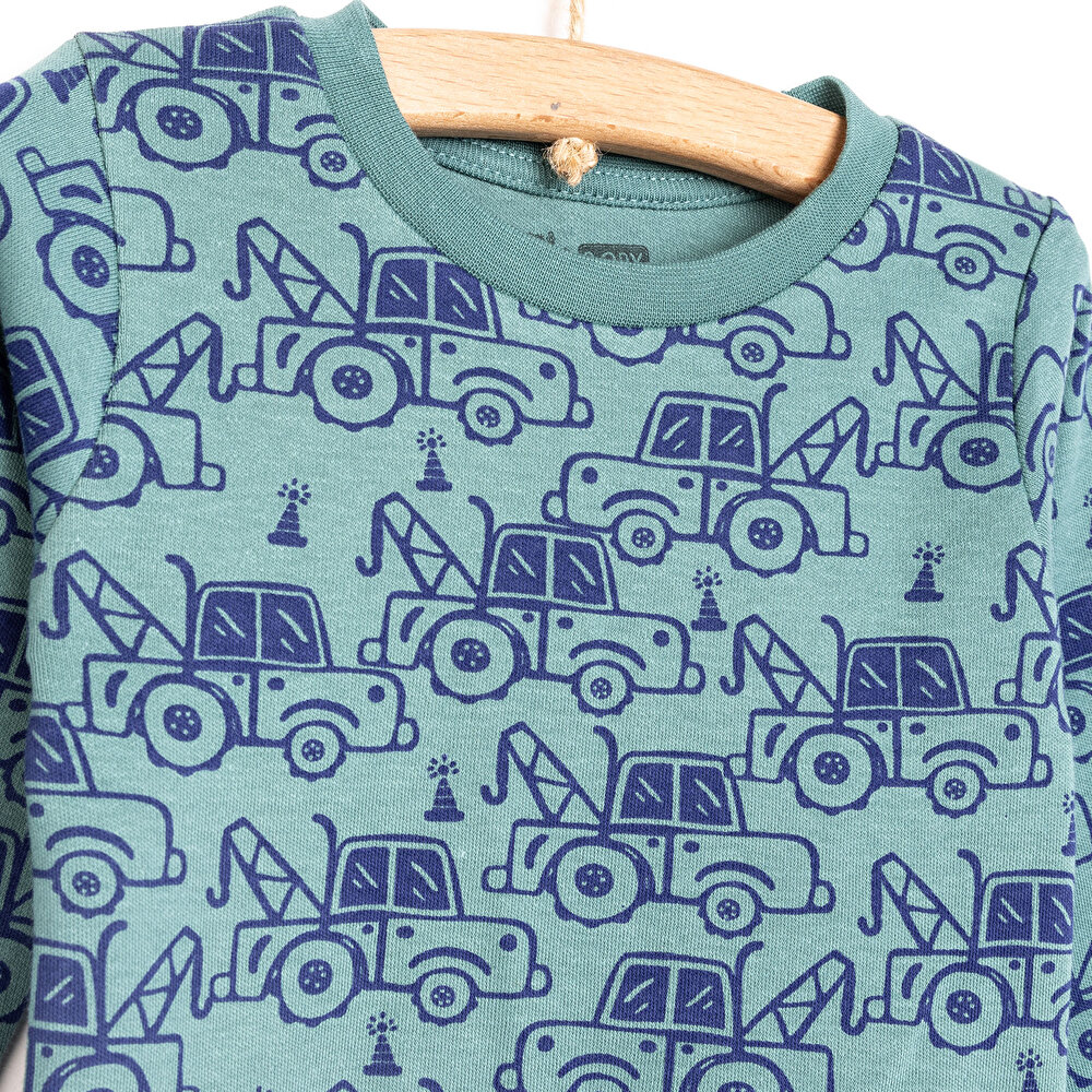 Çekici Desen Bisiklet Yaka Pijama Takımı Erkek Bebek