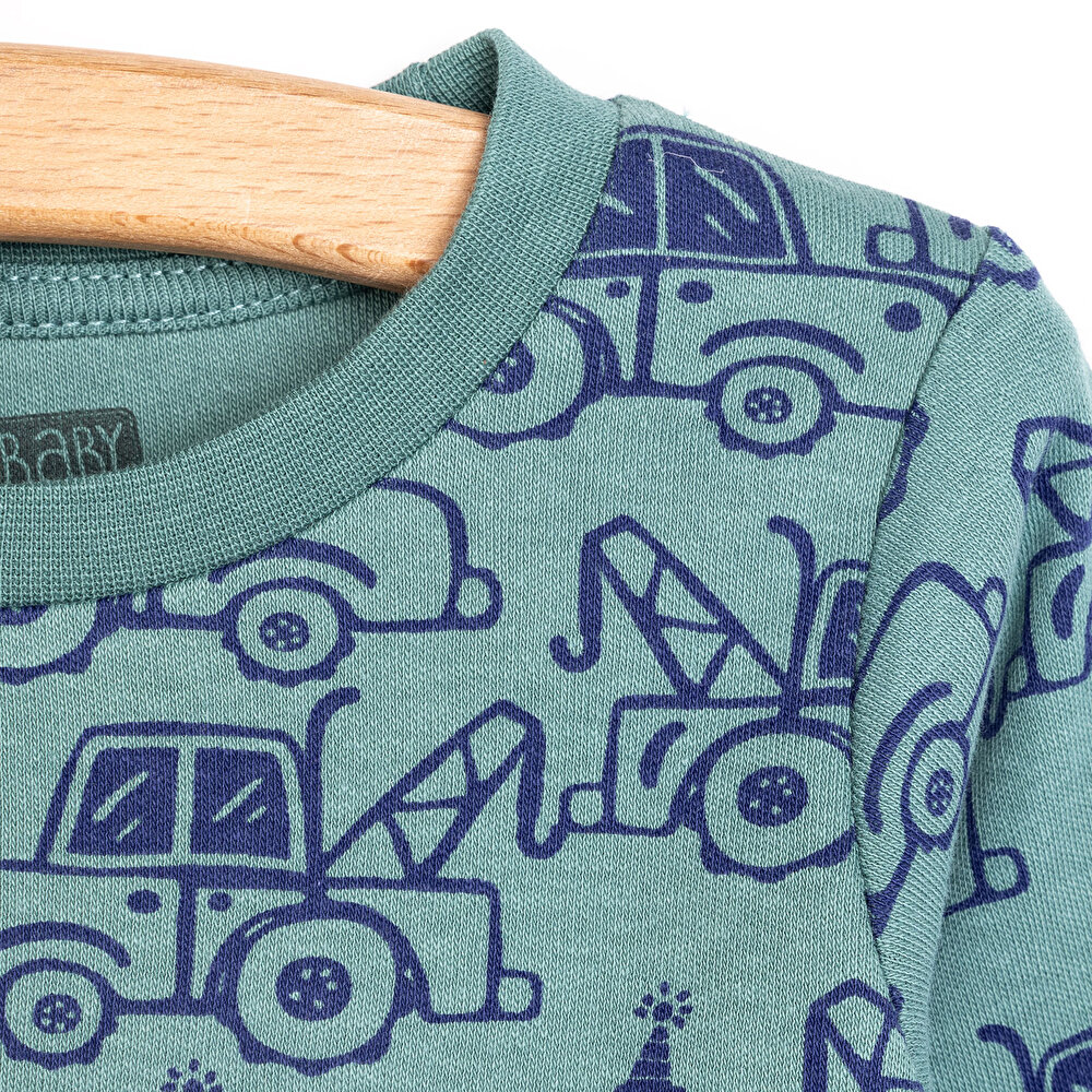 Çekici Desen Bisiklet Yaka Pijama Takımı Erkek Bebek