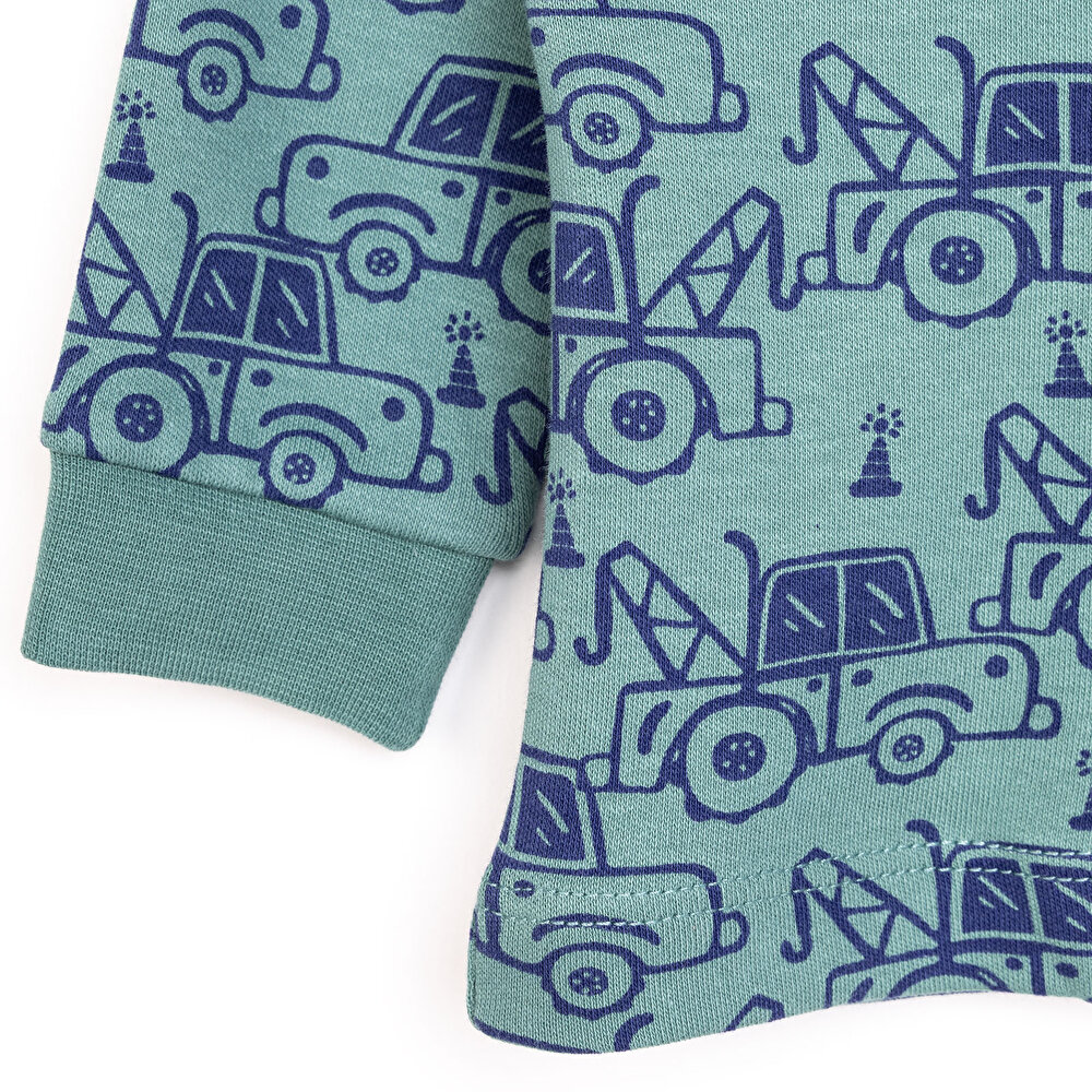 Çekici Desen Bisiklet Yaka Pijama Takımı Erkek Bebek