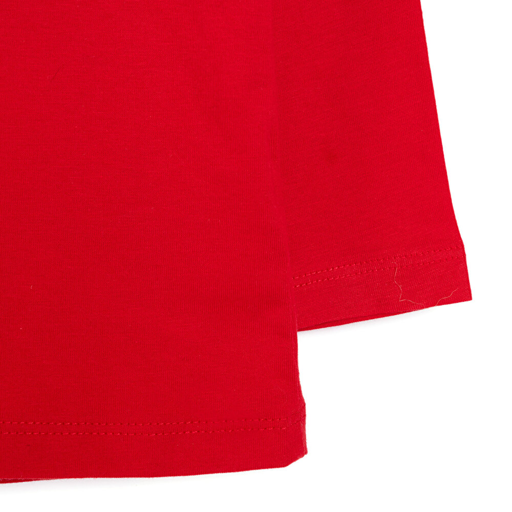 Kız Bebek Tshirt Yıldızlı Celebration Bisiklet Yaka Uzun Kol Kırmızı